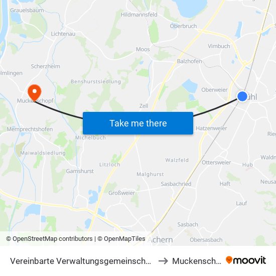 Vereinbarte Verwaltungsgemeinschaft Bühl to Muckenschopf map