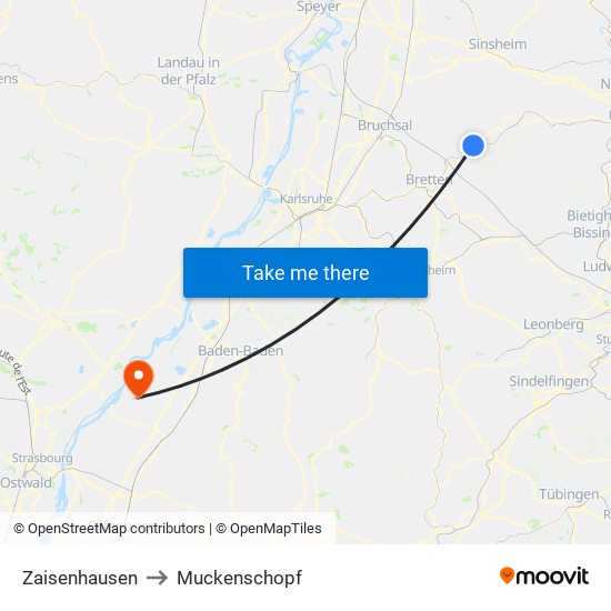 Zaisenhausen to Muckenschopf map
