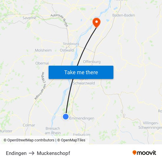 Endingen to Muckenschopf map