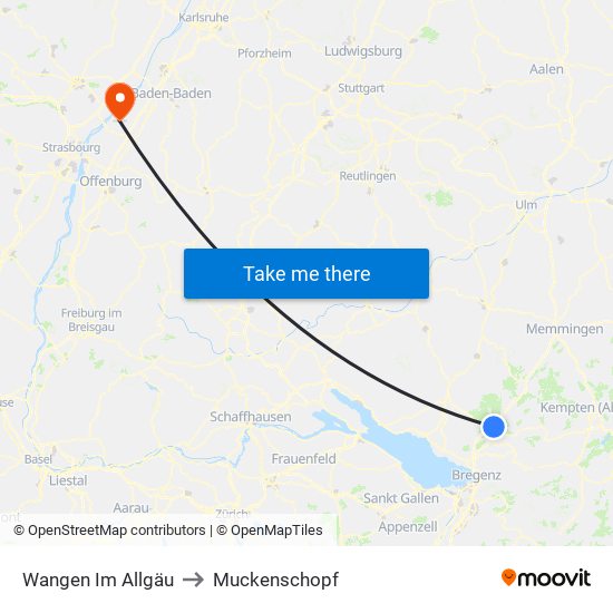 Wangen Im Allgäu to Muckenschopf map
