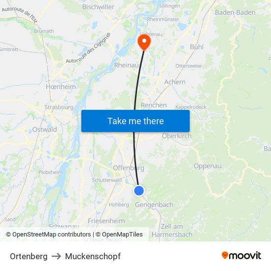Ortenberg to Muckenschopf map