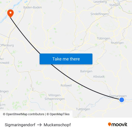 Sigmaringendorf to Muckenschopf map