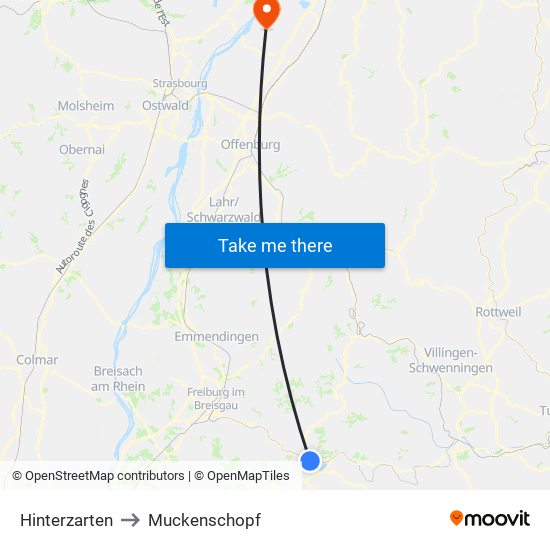 Hinterzarten to Muckenschopf map