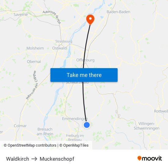 Waldkirch to Muckenschopf map