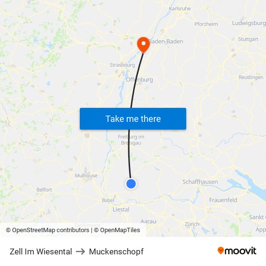 Zell Im Wiesental to Muckenschopf map