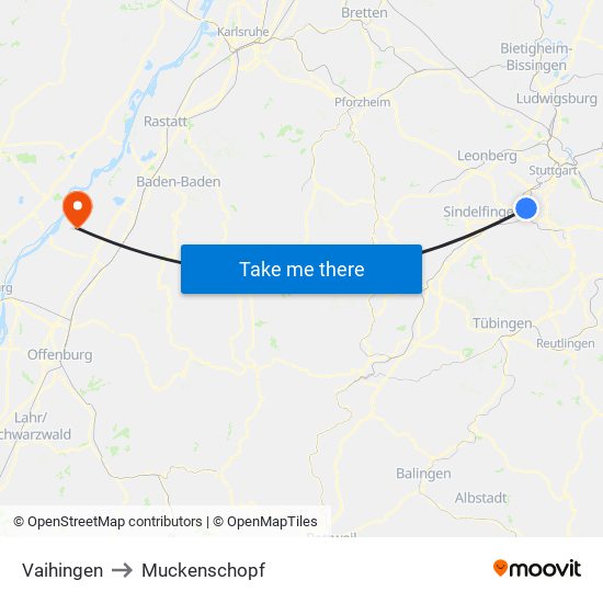 Vaihingen to Muckenschopf map