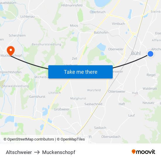 Altschweier to Muckenschopf map