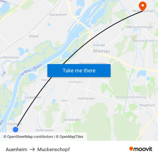 Auenheim to Muckenschopf map