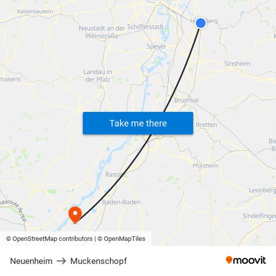 Neuenheim to Muckenschopf map