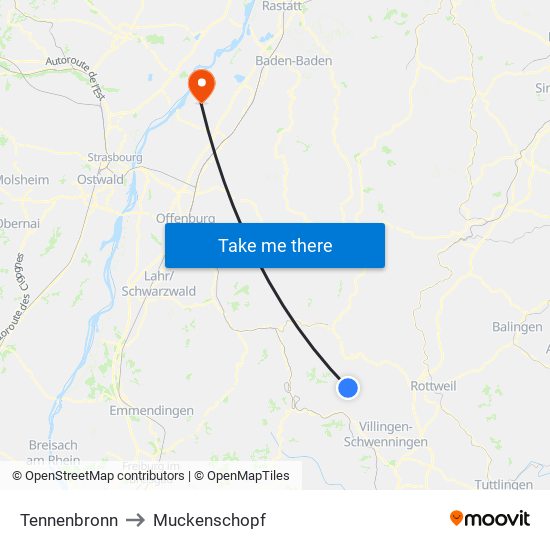 Tennenbronn to Muckenschopf map