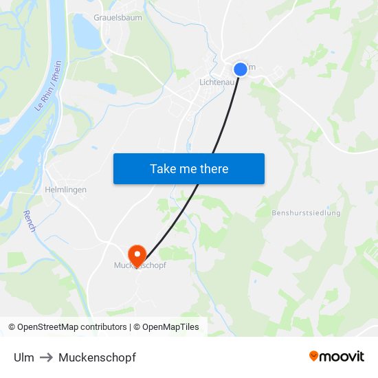 Ulm to Muckenschopf map