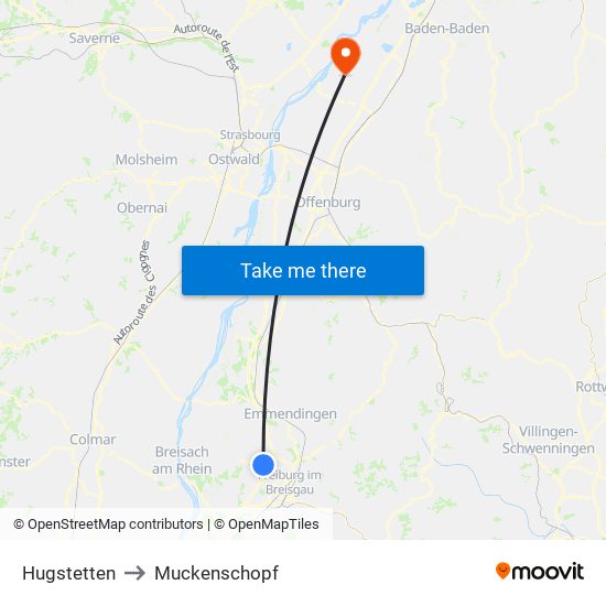 Hugstetten to Muckenschopf map