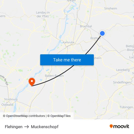 Flehingen to Muckenschopf map