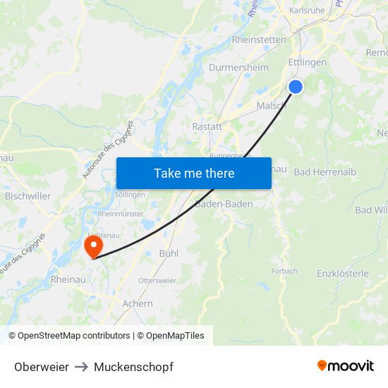 Oberweier to Muckenschopf map