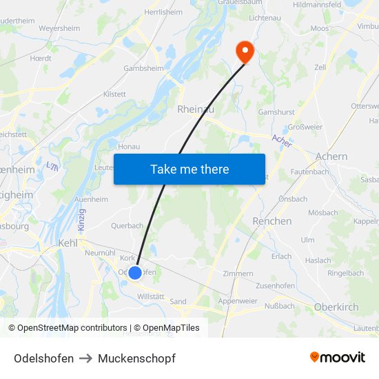 Odelshofen to Muckenschopf map