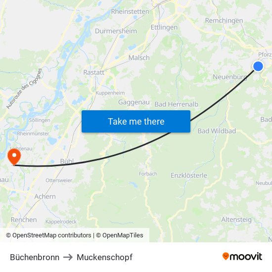Büchenbronn to Muckenschopf map