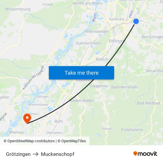 Grötzingen to Muckenschopf map