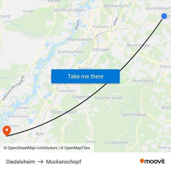 Diedelsheim to Muckenschopf map