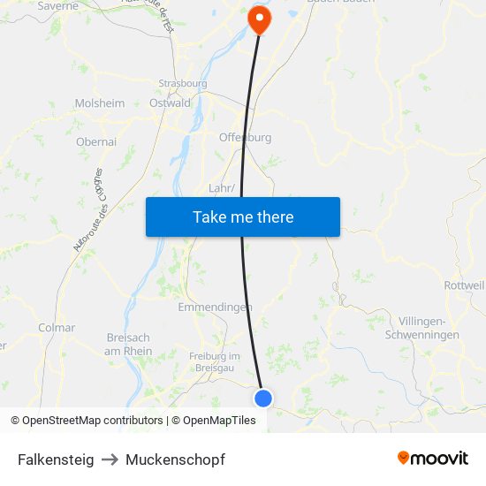 Falkensteig to Muckenschopf map