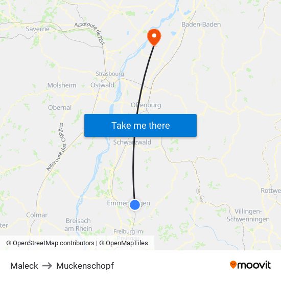 Maleck to Muckenschopf map