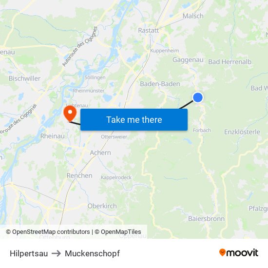 Hilpertsau to Muckenschopf map