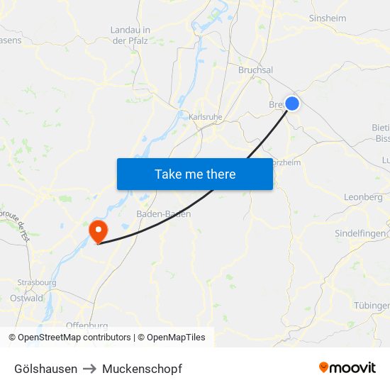 Gölshausen to Muckenschopf map