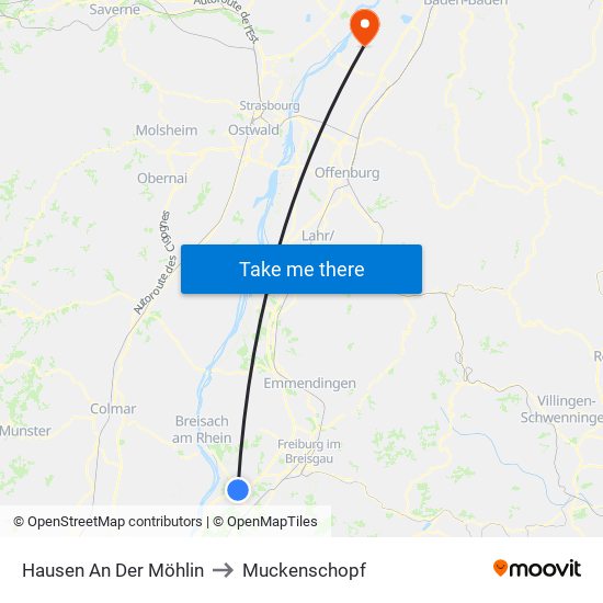 Hausen An Der Möhlin to Muckenschopf map