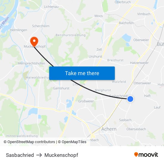 Sasbachried to Muckenschopf map
