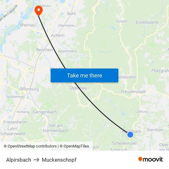 Alpirsbach to Muckenschopf map