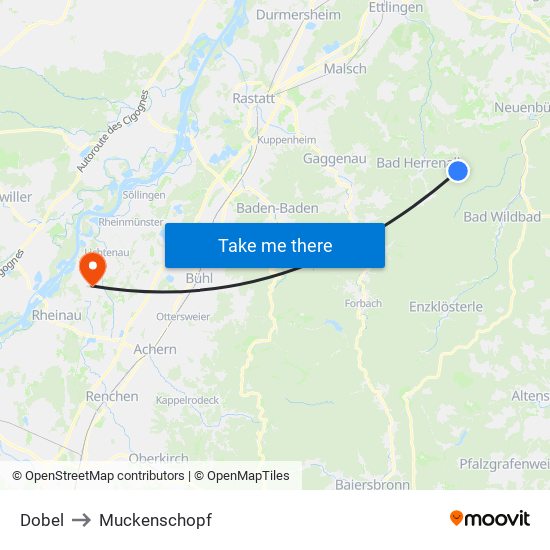 Dobel to Muckenschopf map