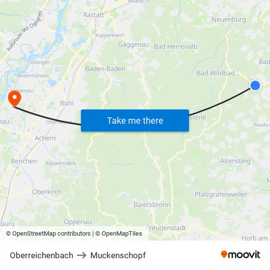 Oberreichenbach to Muckenschopf map