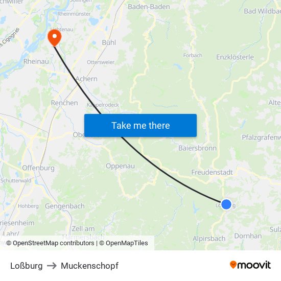 Loßburg to Muckenschopf map