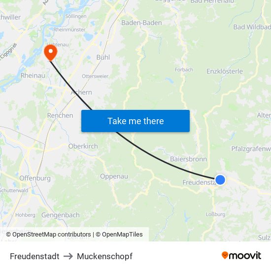 Freudenstadt to Muckenschopf map