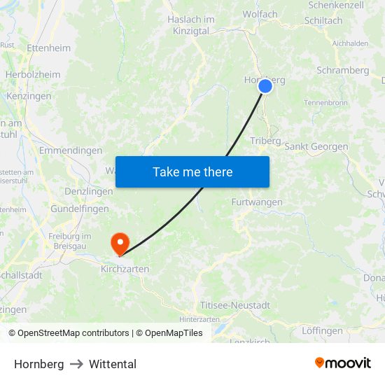 Hornberg to Wittental map