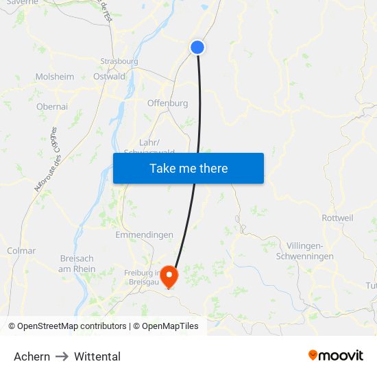 Achern to Wittental map