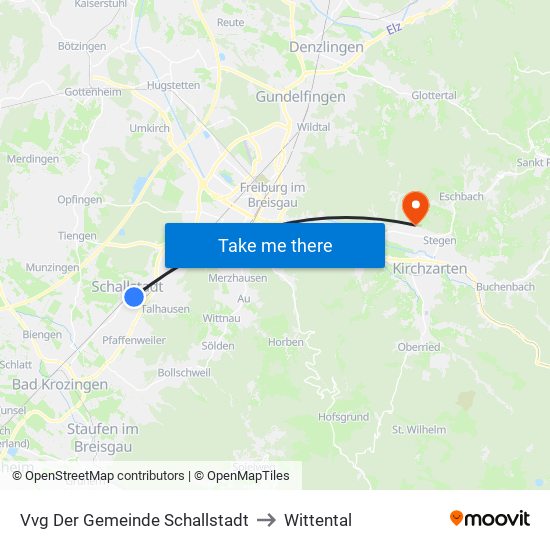 Vvg Der Gemeinde Schallstadt to Wittental map