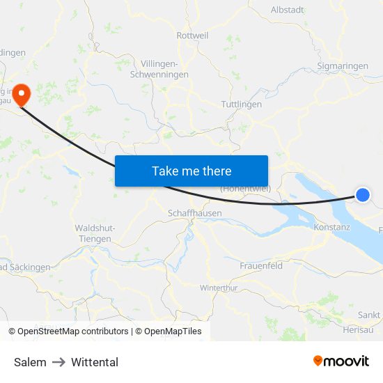 Salem to Wittental map