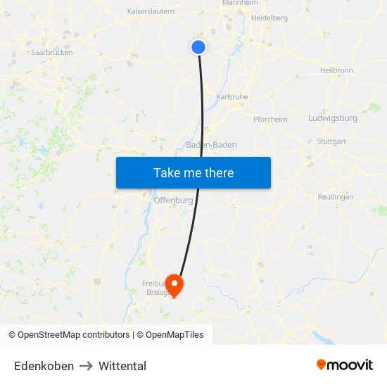 Edenkoben to Wittental map