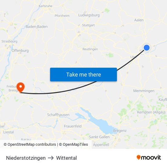 Niederstotzingen to Wittental map