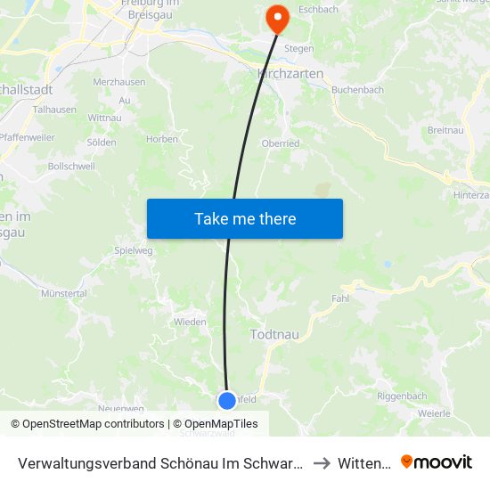 Verwaltungsverband Schönau Im Schwarzwald to Wittental map