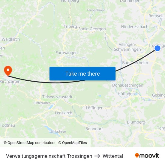 Verwaltungsgemeinschaft Trossingen to Wittental map