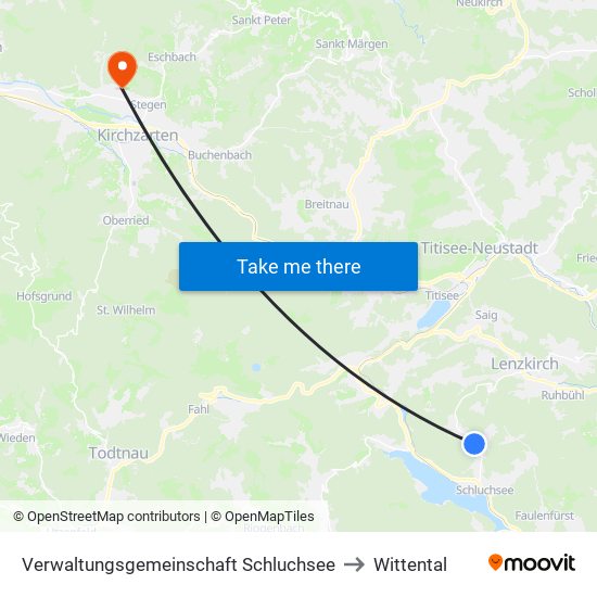 Verwaltungsgemeinschaft Schluchsee to Wittental map