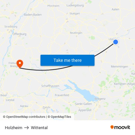 Holzheim to Wittental map