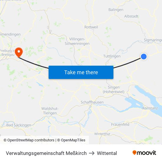 Verwaltungsgemeinschaft Meßkirch to Wittental map