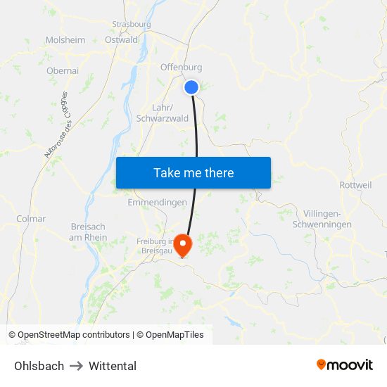 Ohlsbach to Wittental map
