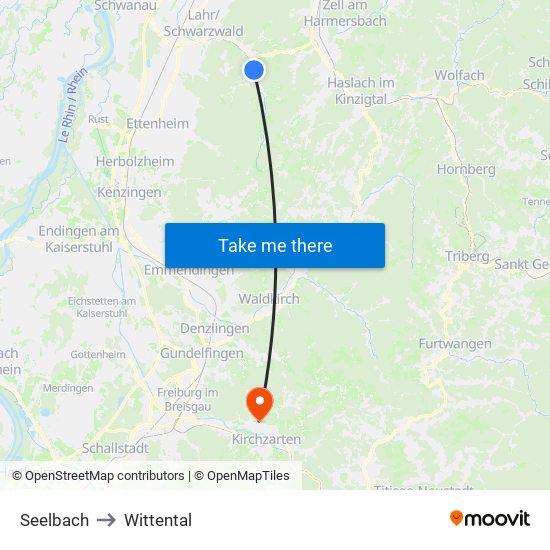 Seelbach to Wittental map