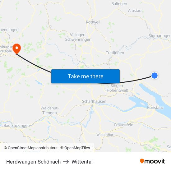 Herdwangen-Schönach to Wittental map