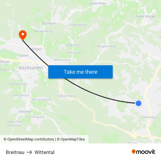 Breitnau to Wittental map