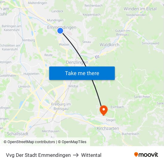 Vvg Der Stadt Emmendingen to Wittental map