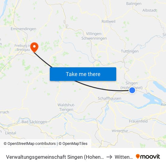 Verwaltungsgemeinschaft Singen (Hohentwiel) to Wittental map